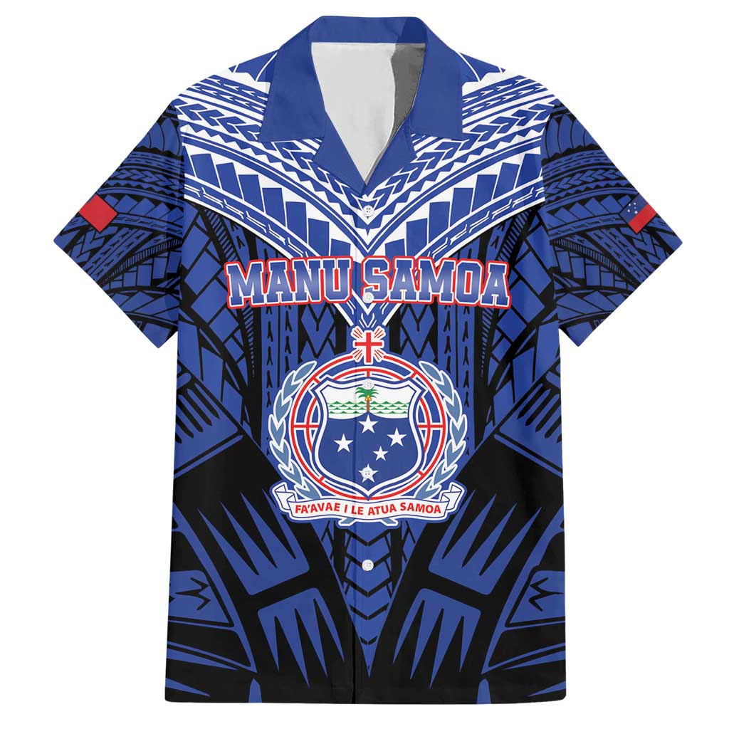 Custom Manu Samoa Sevens Rugby Hawaiian Shirt Samoan Tribal Tattoo