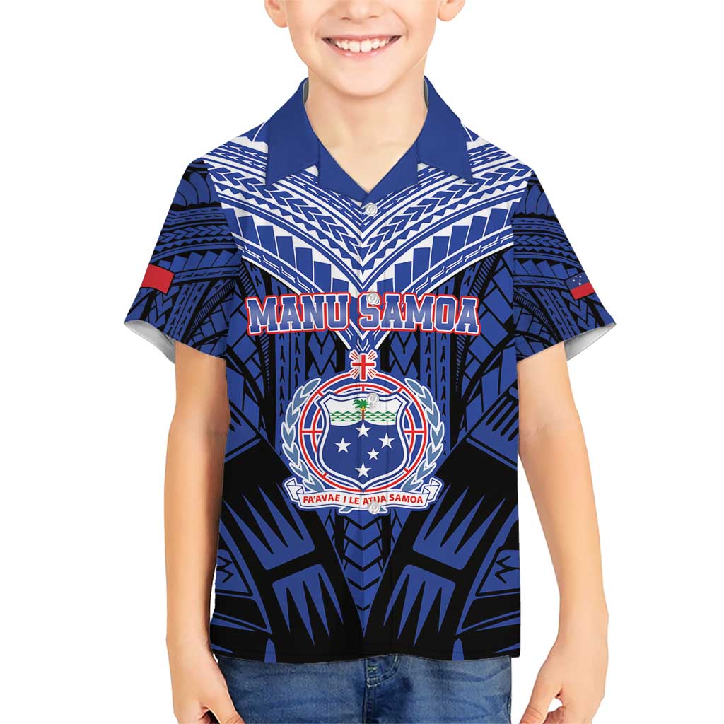 Custom Manu Samoa Sevens Rugby Kid Hawaiian Shirt Samoan Tribal Tattoo