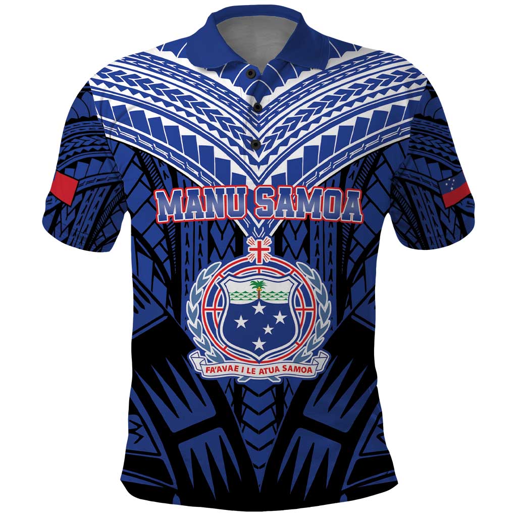 Custom Manu Samoa Sevens Rugby Polo Shirt Samoan Tribal Tattoo