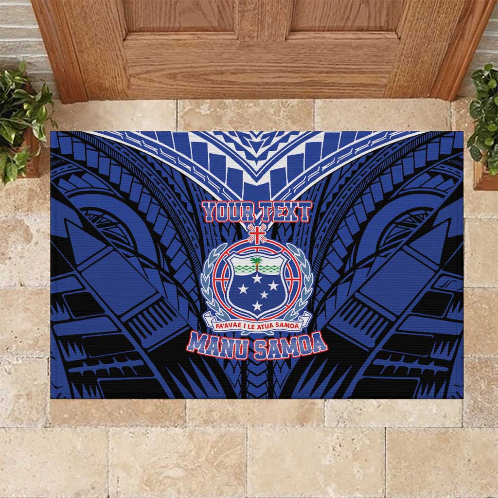 Custom Manu Samoa Sevens Rugby Rubber Doormat Samoan Tribal Tattoo