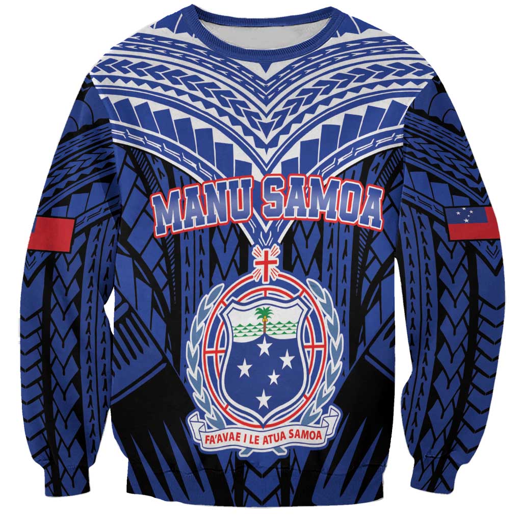 Custom Manu Samoa Sevens Rugby Sweatshirt Samoan Tribal Tattoo