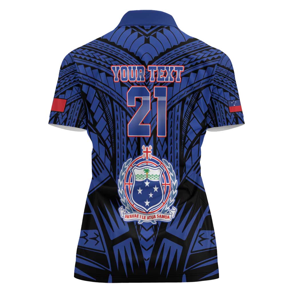Custom Manu Samoa Sevens Rugby Women Polo Shirt Samoan Tribal Tattoo