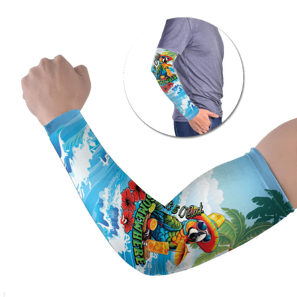 Funny Parrot Margarita Five O'clock Somewhere Arm Sleeves LT9 Set of 2 Blue - Polynesian Pride