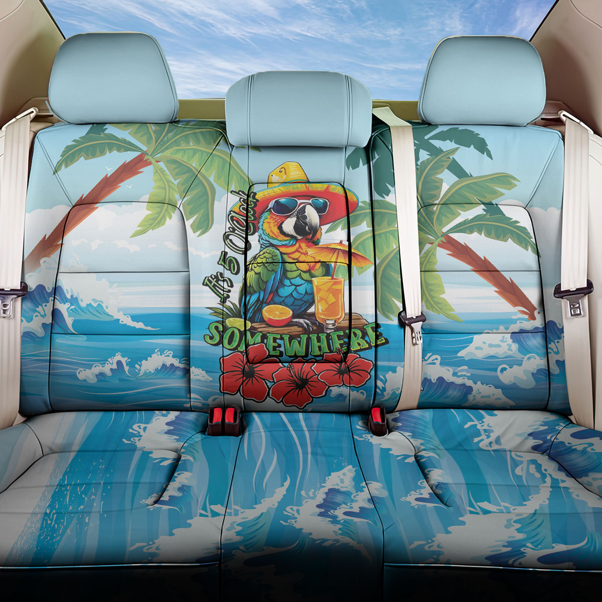 Funny Parrot Margarita Five O'clock Somewhere Back Car Seat Cover