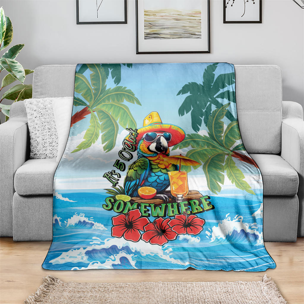 Funny Parrot Margarita Five O'clock Somewhere Blanket