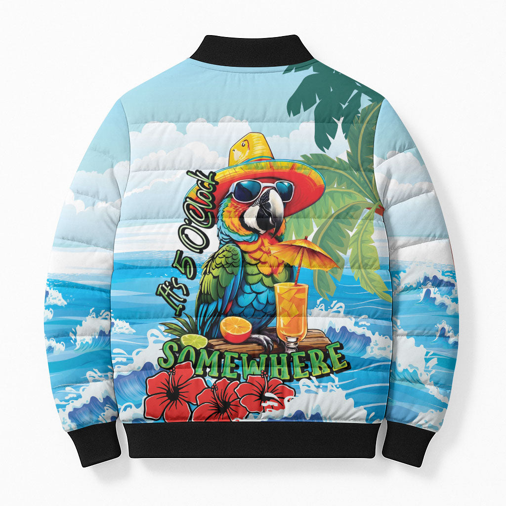 Funny Parrot Margarita Five O'clock Somewhere Bomber Puffer Jacket