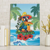 Funny Parrot Margarita Five O'clock Somewhere Canvas Wall Art