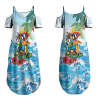 Funny Parrot Margarita Five O'clock Somewhere Couples Matching Summer Maxi Dress and Long Sleeve Button Shirt LT9 - Polynesian Pride