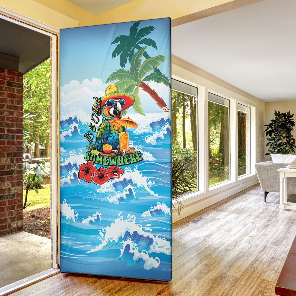 Funny Parrot Margarita Five O'clock Somewhere Door Cover