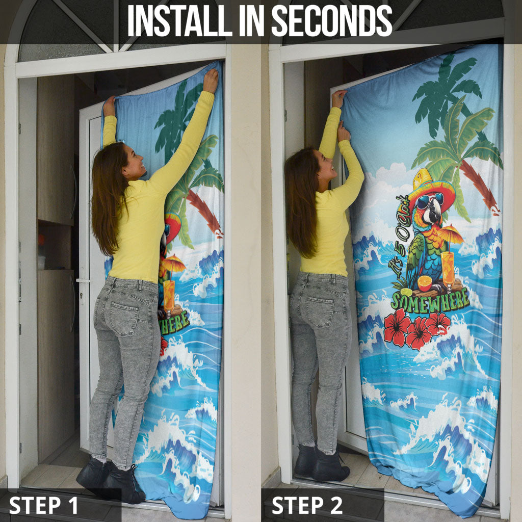 Funny Parrot Margarita Five O'clock Somewhere Door Cover