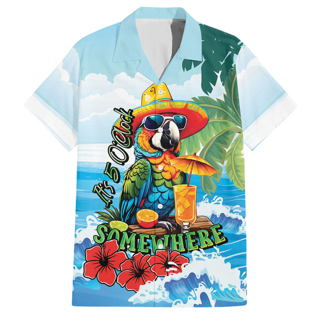 Funny Parrot Margarita Five O'clock Somewhere Hawaiian Shirt