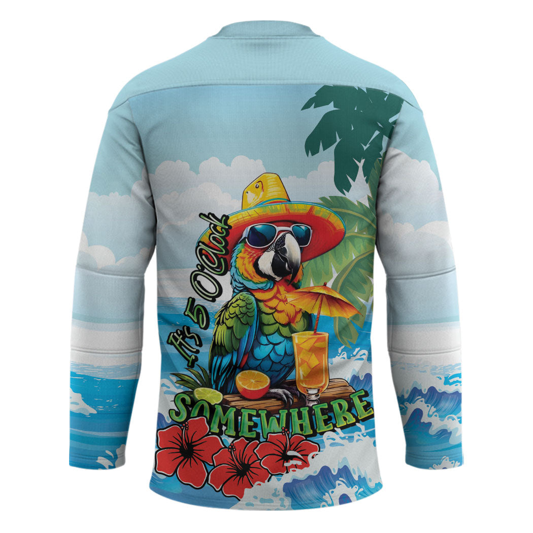 Funny Parrot Margarita Five O'clock Somewhere Hockey Jersey
