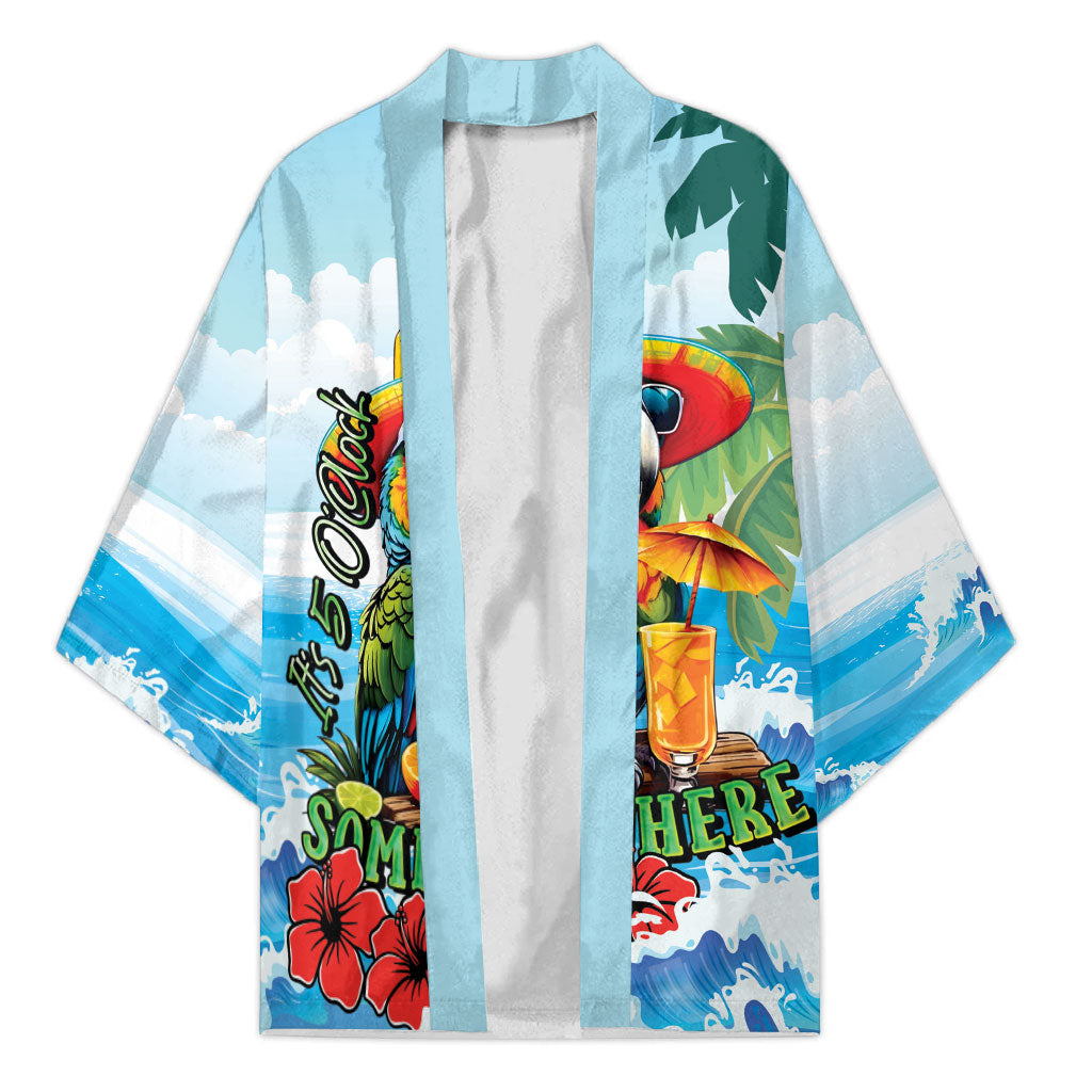 Funny Parrot Margarita Five O'clock Somewhere Kimono LT9 Unisex Blue - Polynesian Pride