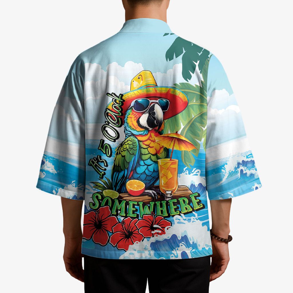 Funny Parrot Margarita Five O'clock Somewhere Kimono