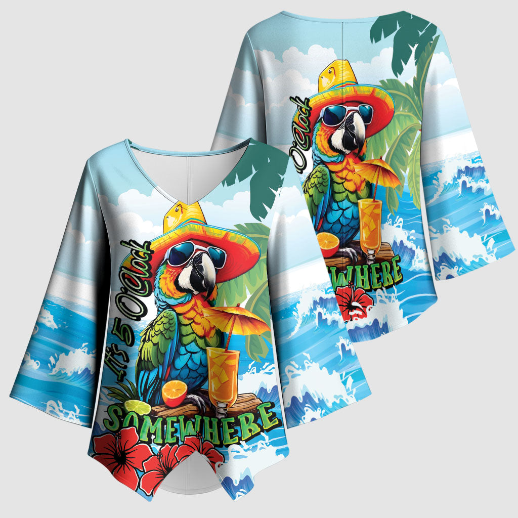 Funny Parrot Margarita Five O'clock Somewhere Kimono Sleeve Blouse