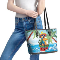 Funny Parrot Margarita Five O'clock Somewhere Leather Tote Bag