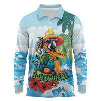 Funny Parrot Margarita Five O'clock Somewhere Long Sleeve Polo Shirt