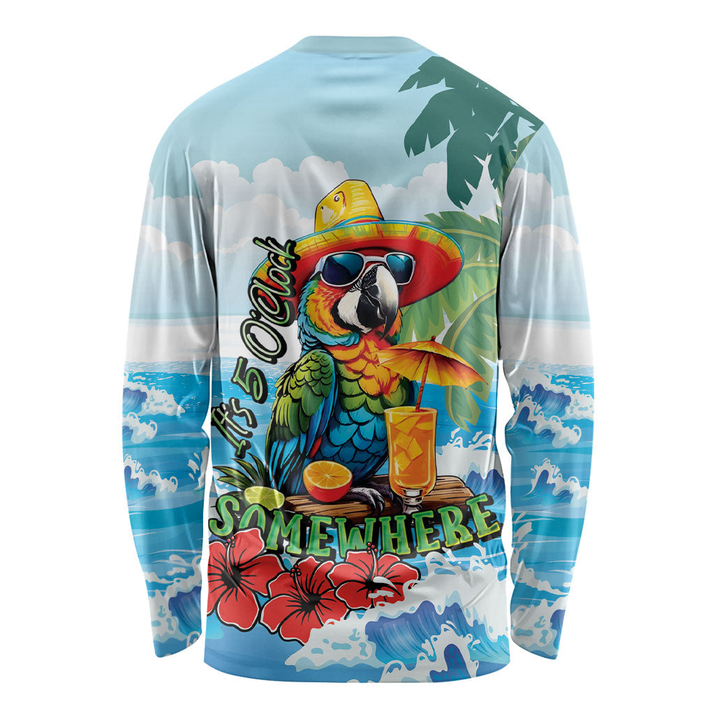 Funny Parrot Margarita Five O'clock Somewhere Long Sleeve Shirt