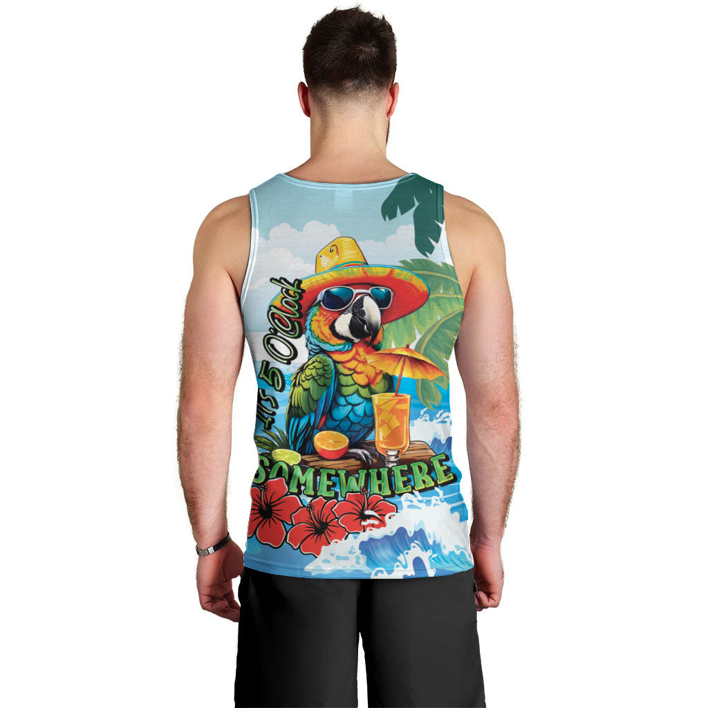 Funny Parrot Margarita Five O'clock Somewhere Men Tank Top