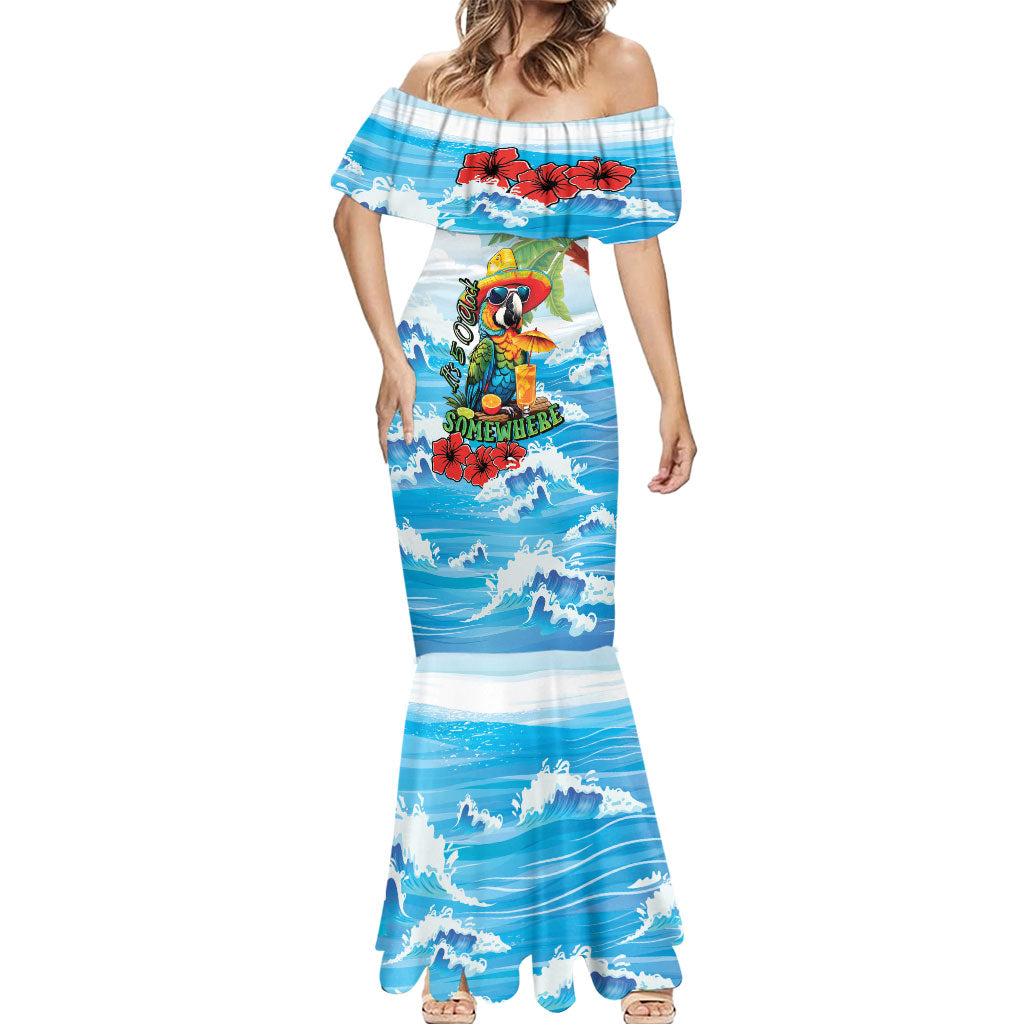 Funny Parrot Margarita Five O'clock Somewhere Mermaid Dress