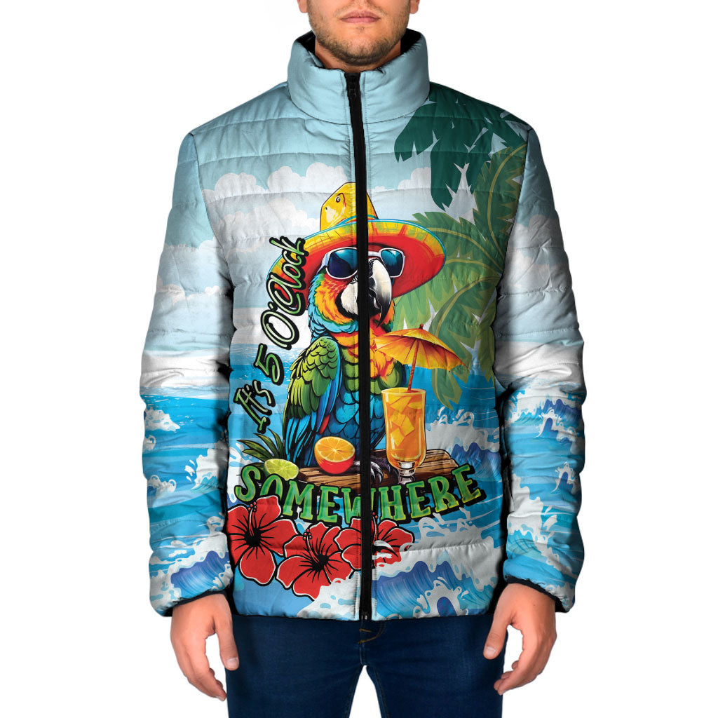 Funny Parrot Margarita Five O'clock Somewhere Padded Jacket LT9 Men Blue - Polynesian Pride
