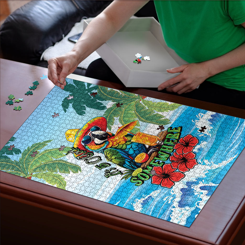 Funny Parrot Margarita Five O'clock Somewhere Puzzle