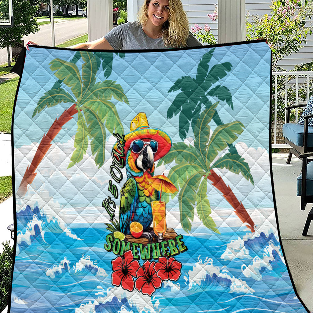 Funny Parrot Margarita Five O'clock Somewhere Quilt