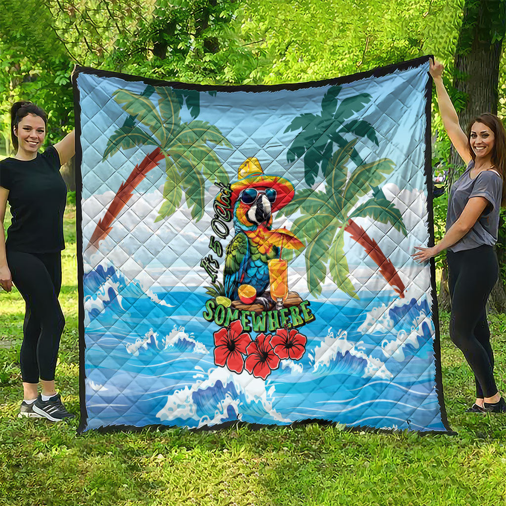 Funny Parrot Margarita Five O'clock Somewhere Quilt