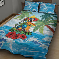 Funny Parrot Margarita Five O'clock Somewhere Quilt Bed Set
