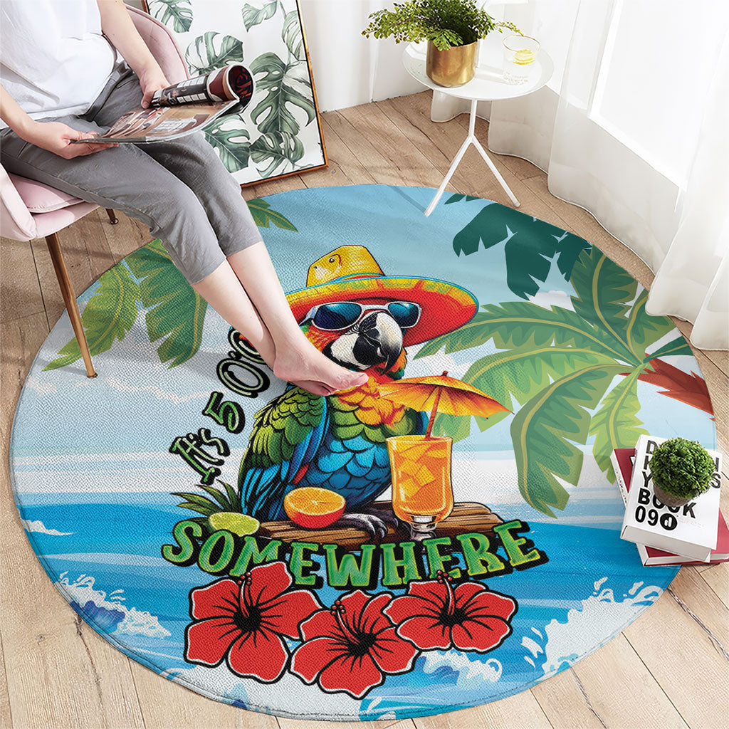 Funny Parrot Margarita Five O'clock Somewhere Round Carpet