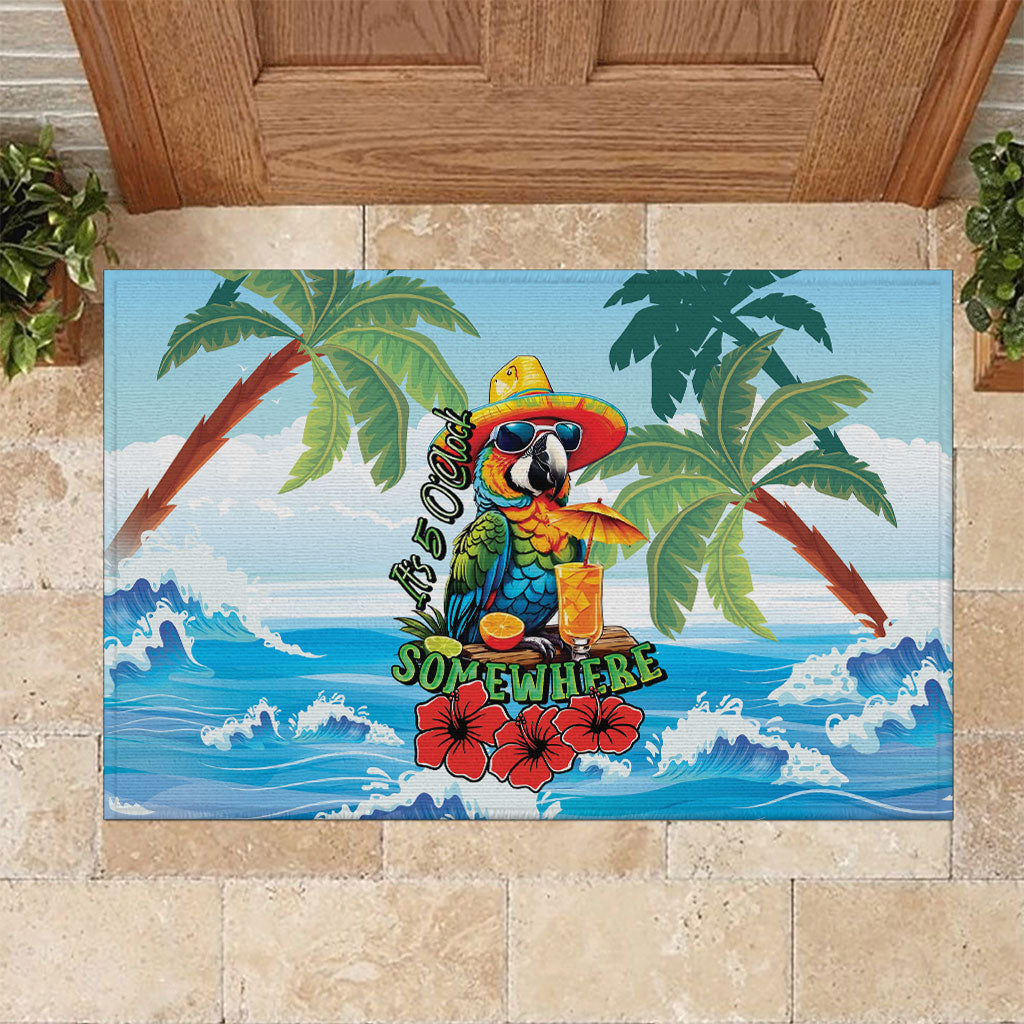 Funny Parrot Margarita Five O'clock Somewhere Rubber Doormat