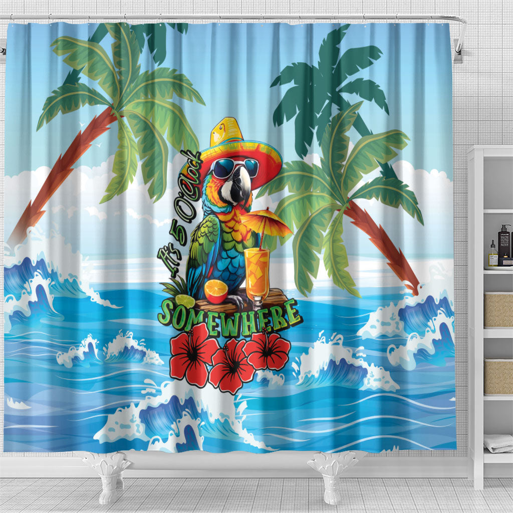 Funny Parrot Margarita Five O'clock Somewhere Shower Curtain