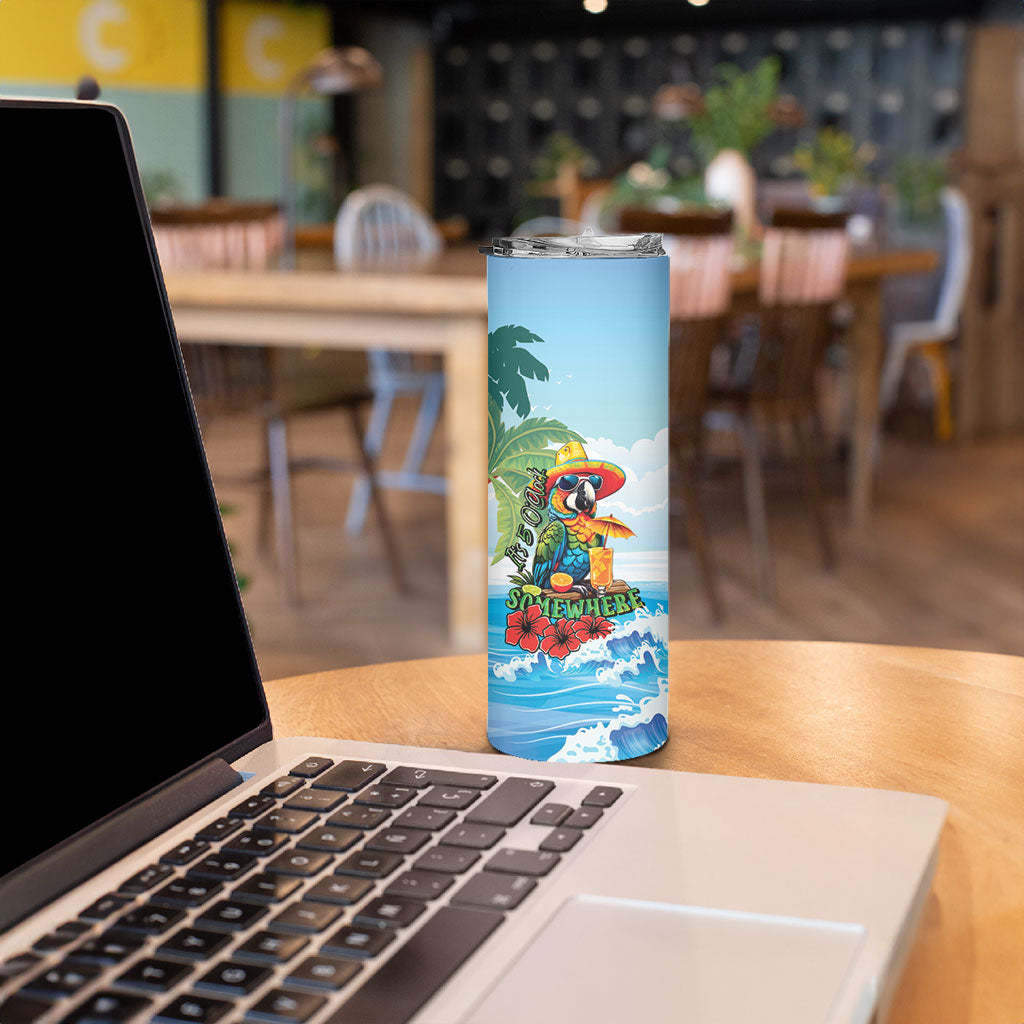 Funny Parrot Margarita Five O'clock Somewhere Skinny Tumbler