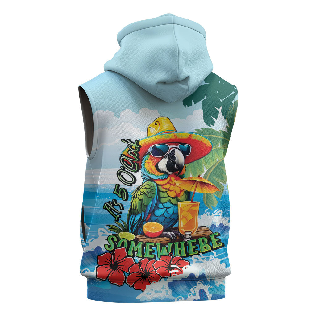Funny Parrot Margarita Five O'clock Somewhere Sleeveless Hoodie