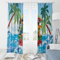 Funny Parrot Margarita Five O'clock Somewhere Window Curtain