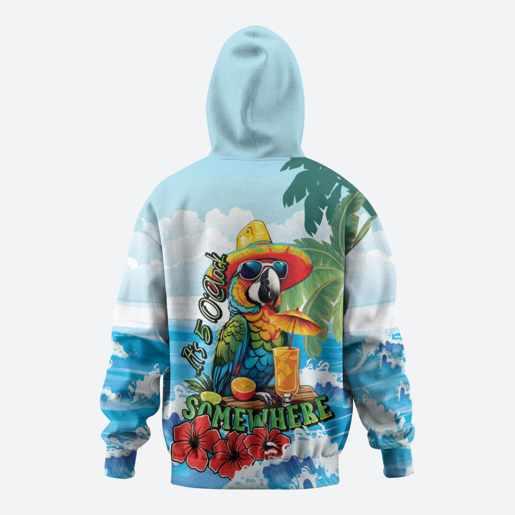 Funny Parrot Margarita Five O'clock Somewhere Zip Hoodie