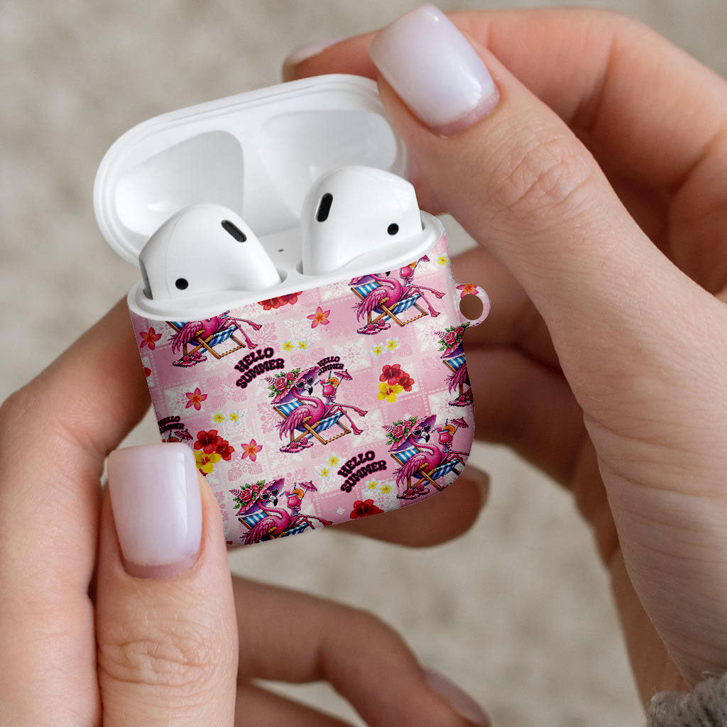 Hawaii Flamingo Hello Summer AirPods Case Hawaiian Quilt Pattern