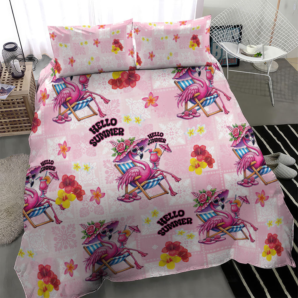Hawaii Flamingo Hello Summer Bedding Set Hawaiian Quilt Pattern
