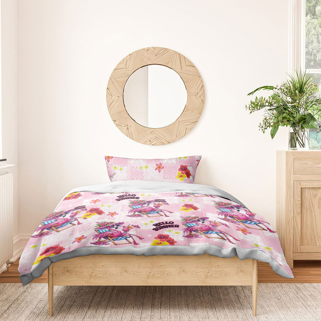 Hawaii Flamingo Hello Summer Bedding Set Hawaiian Quilt Pattern