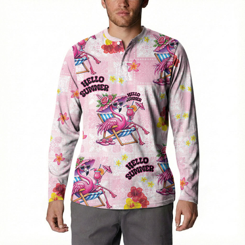 Hawaii Flamingo Hello Summer Button Sweatshirt Hawaiian Quilt Pattern