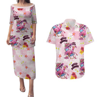 Hawaii Flamingo Hello Summer Couples Matching Puletasi and Hawaiian Shirt Hawaiian Quilt Pattern