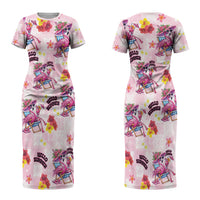 Hawaii Flamingo Hello Summer Couples Matching Short Sleeve Bodycon Dress and Long Sleeve Button Shirt Hawaiian Quilt Pattern LT9 - Polynesian Pride