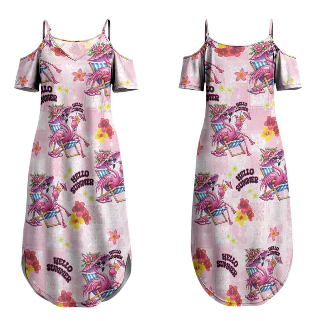 Hawaii Flamingo Hello Summer Couples Matching Summer Maxi Dress and Hawaiian Shirt Hawaiian Quilt Pattern LT9 - Polynesian Pride