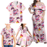 Hawaii Flamingo Hello Summer Family Matching Off Shoulder Maxi Dress and Hawaiian Shirt Hawaiian Quilt Pattern