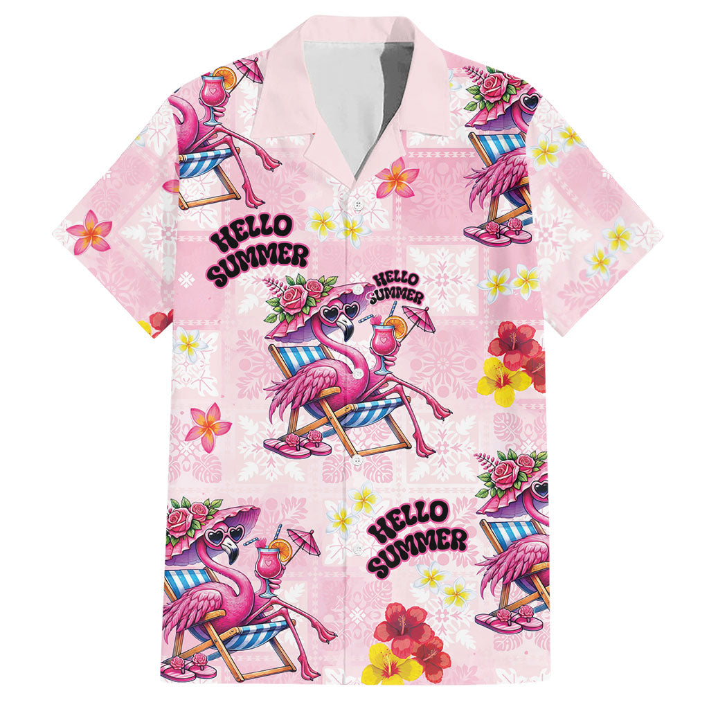 Hawaii Flamingo Hello Summer Hawaiian Shirt Hawaiian Quilt Pattern LT9 Pink - Polynesian Pride