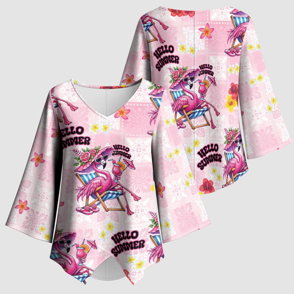 Hawaii Flamingo Hello Summer Kimono Sleeve Blouse Hawaiian Quilt Pattern