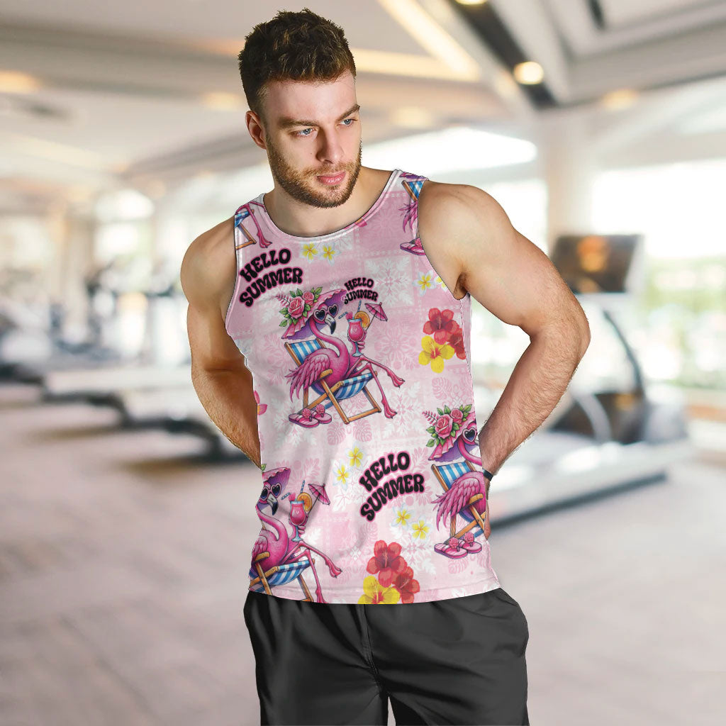 Hawaii Flamingo Hello Summer Men Tank Top Hawaiian Quilt Pattern