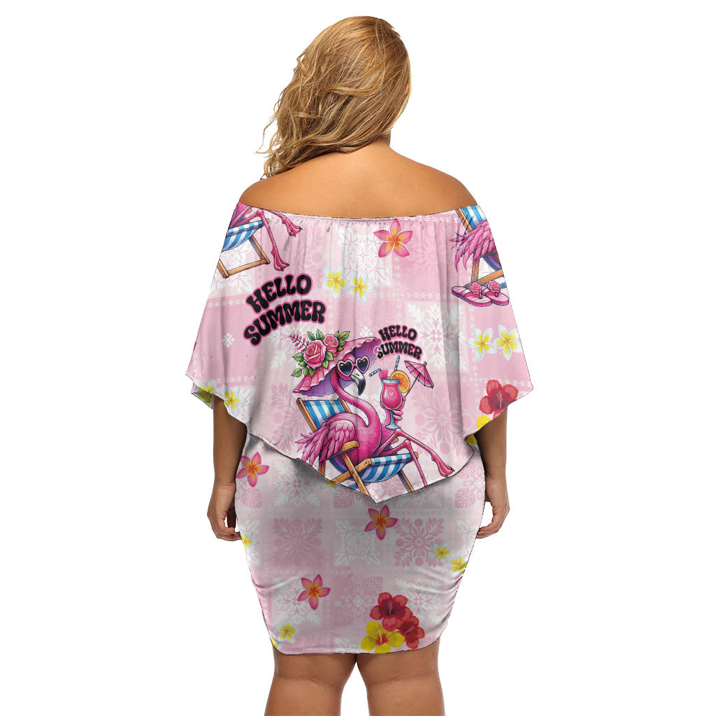 Hawaii Flamingo Hello Summer Off Shoulder Short Dress Hawaiian Quilt Pattern