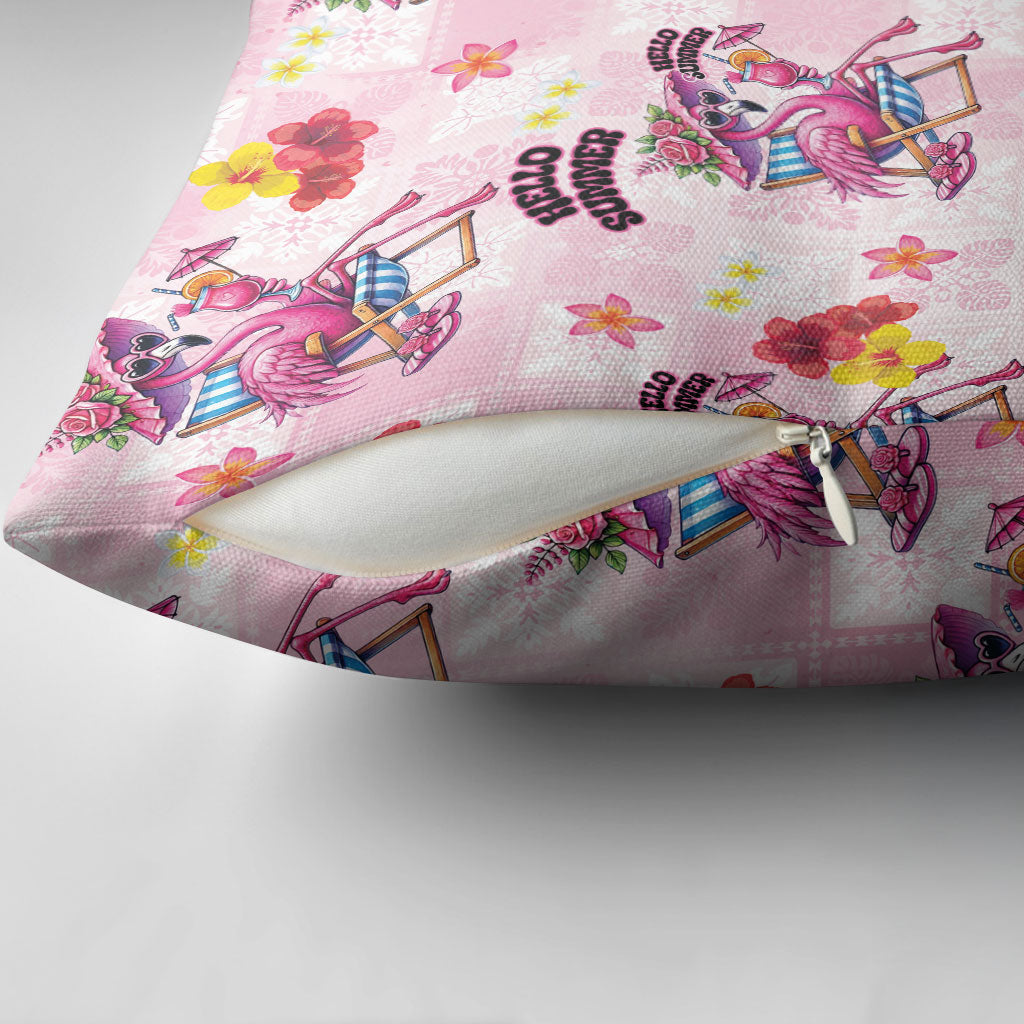 Hawaii Flamingo Hello Summer Pillow Cover Hawaiian Quilt Pattern