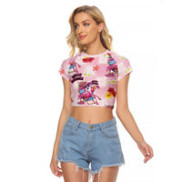 Hawaii Flamingo Hello Summer Raglan Cropped T Shirt Hawaiian Quilt Pattern